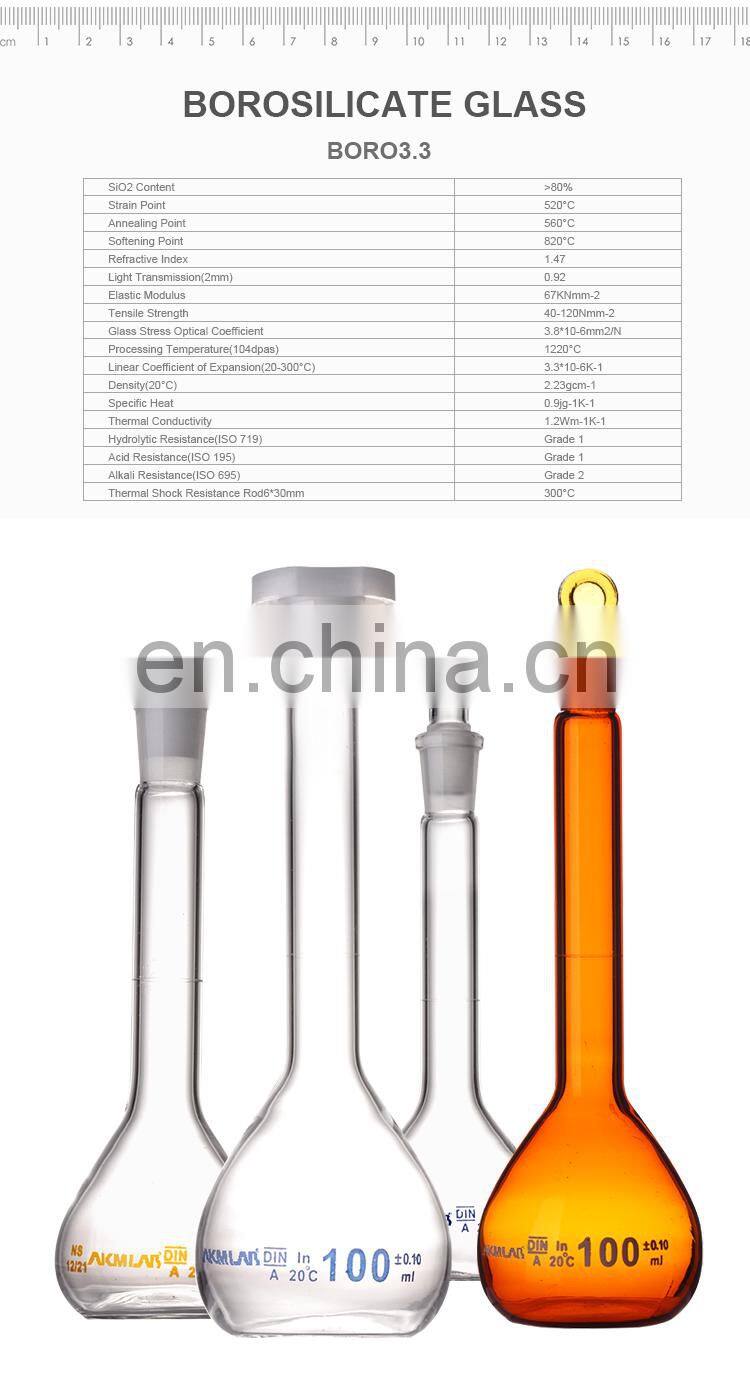 AKM LAB Glass Measuring Flask Volumetric Flask With Stopper