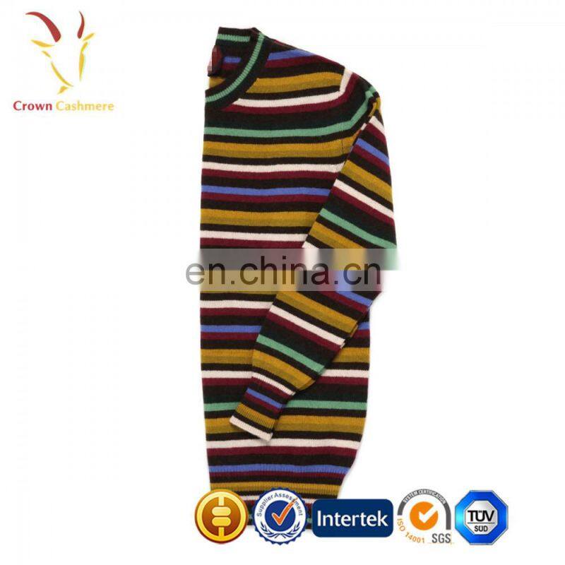 Women Fashion Striped Pullover Sweater Mongolian Cashmere Sweater