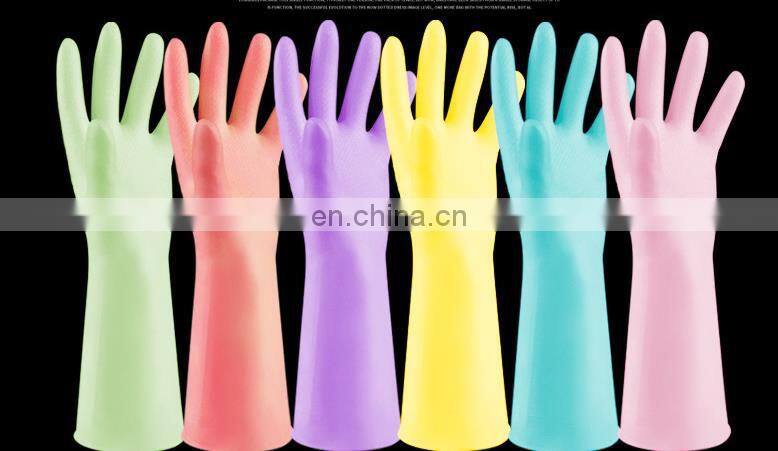 Wholesale High Quality Woman Pink Long Cuff PVC Kitchen dishwashing Household Gloves
