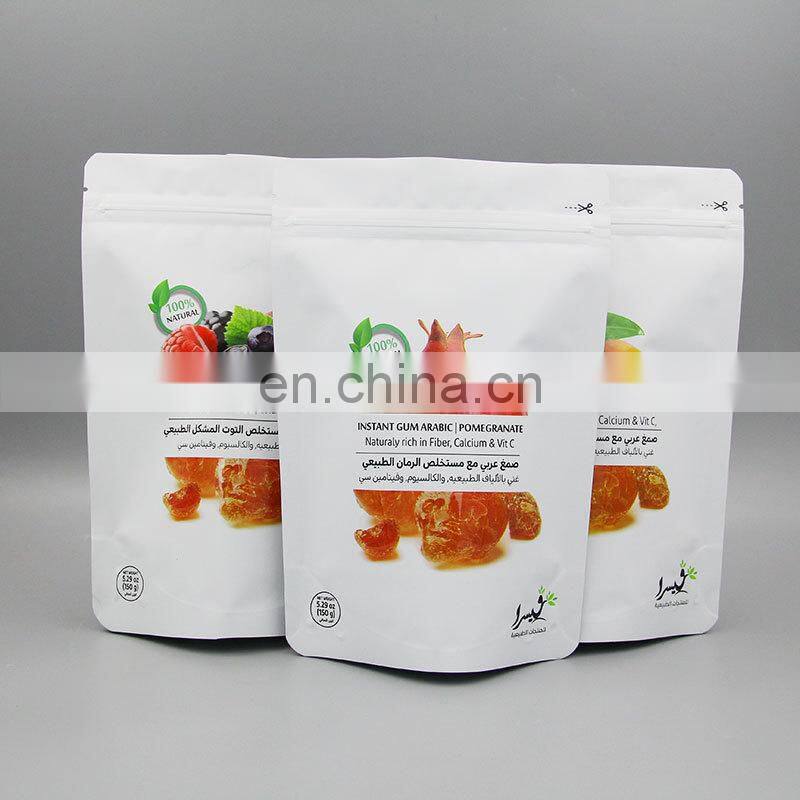 Custom printed White matte spice powder dried food package mylar bags with stand up resealable bags ziplock bag food