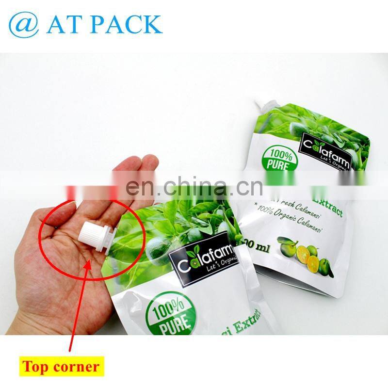 Custom printed stand up pouch BPA free food spout pouches with childproof cap