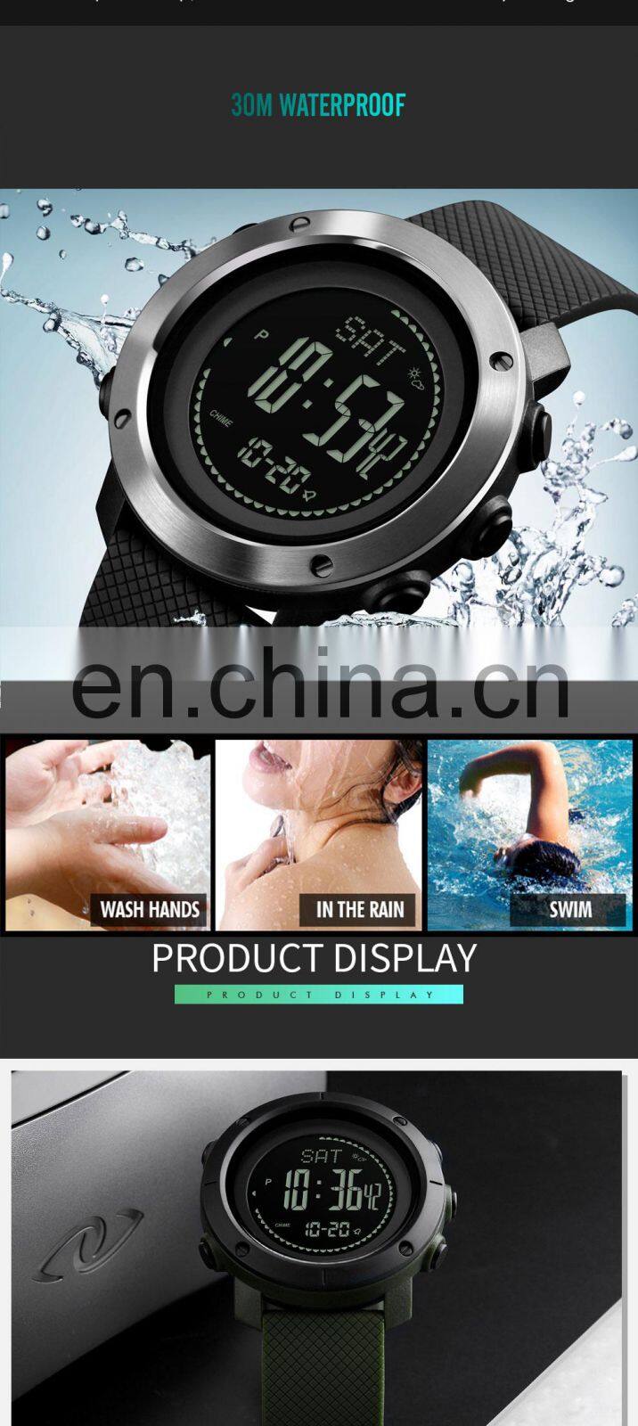 SKMEI 1427 2019 New Product Men's Sport Watch Japan Digital Movement Multi-function Rubber Band Smart Watch