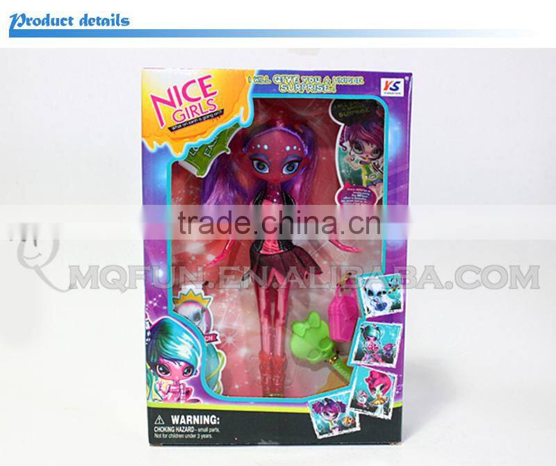 Mini Qute kawaii beautiful American Latex big head Alien girl kids fashion Plastic doll educational toy accessories NO.YS2013-2D