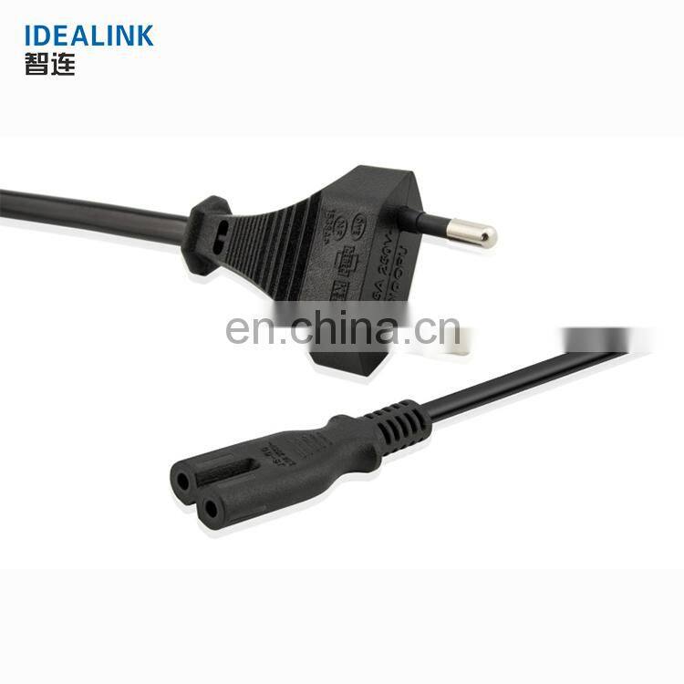 High Quality Custom Length Euro 2 Pin Plug Computer Power Cord Cable
