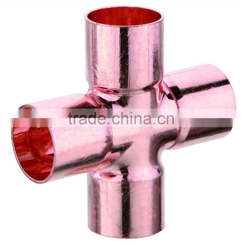 J9714 Cross 4 way solder joint copper fitting for pipe