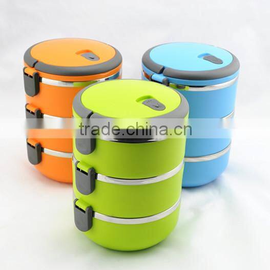 2015 Newest CCLB-H005(3) Promotion Cartoo Three Layer heated insulation Lunch Box (Accept OEM)