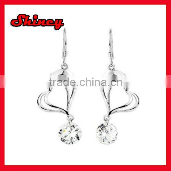 high quality micro paved gold plating white AAA cubic zironia fashion men's earrings