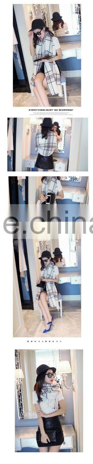 Latest Design Fringe Wide Long Acrylic Plaid Pashmina Shawl Scarf