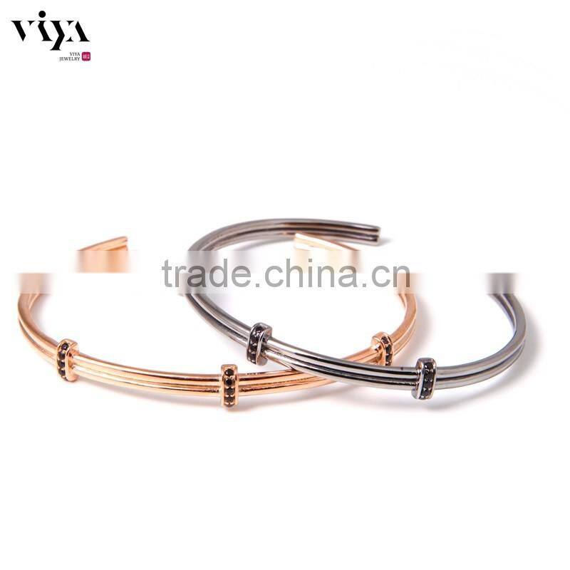 925 STERLING SILVER JEWELRY MINI RIVIERE SILVER BLACK DIAMOND EASY WEAR BANGLE