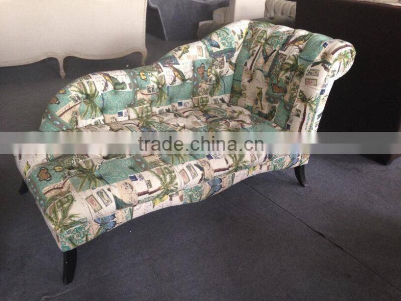 Luxury home furniture romantic solid wood wing back recliner chesterfield sofa daybed