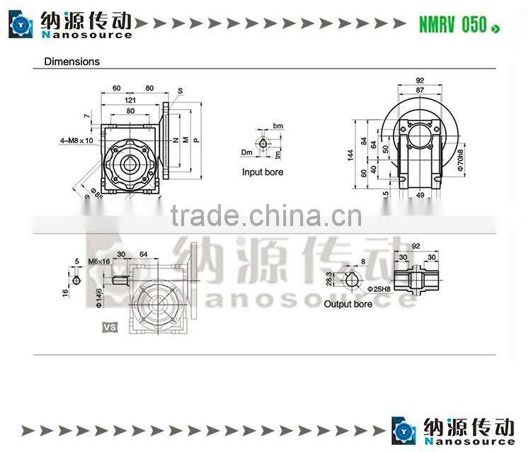 NRV F 050 10:1 FA flange solid input hollow output shaft electric motor speed reducer