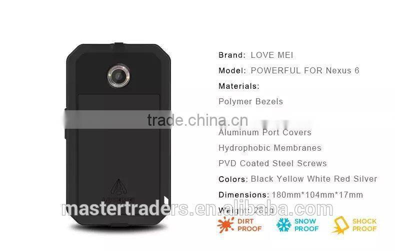 Love Mei Powerful Waterproof Dirtproof Shockproof Metal Protective Case For Motorola Nexus 6 MT-3164