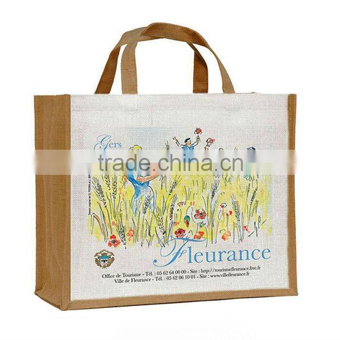 Fashion eco-friendly high jute hessian bag