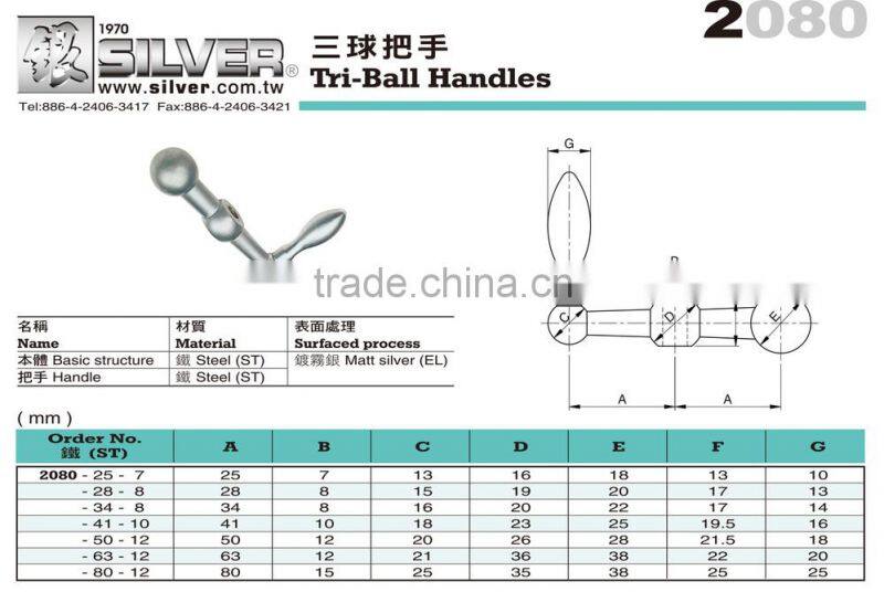 For Machinery Handles and CNC Lathe Parts Steel Tri-Ball Handles