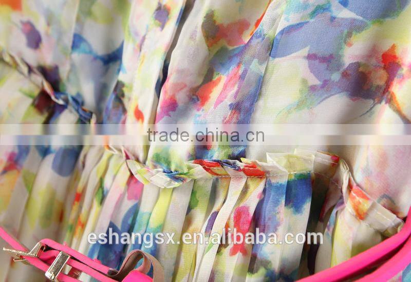 2014 new style printed floral chiffon dresses