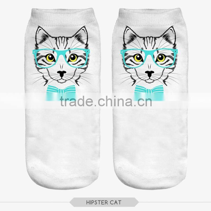 high quality animals 3d digital full print colorful design ankle socks