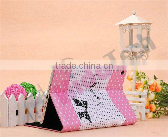 For iPad Mini Leather Case,Dot & Little Girl Design Book Style Leather Case for iPad Mini,Leather PC Cover Case