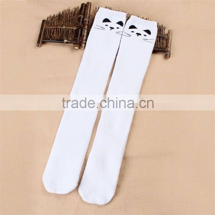 knee high socks women school young girls sock,wholesale red white cat design socks
