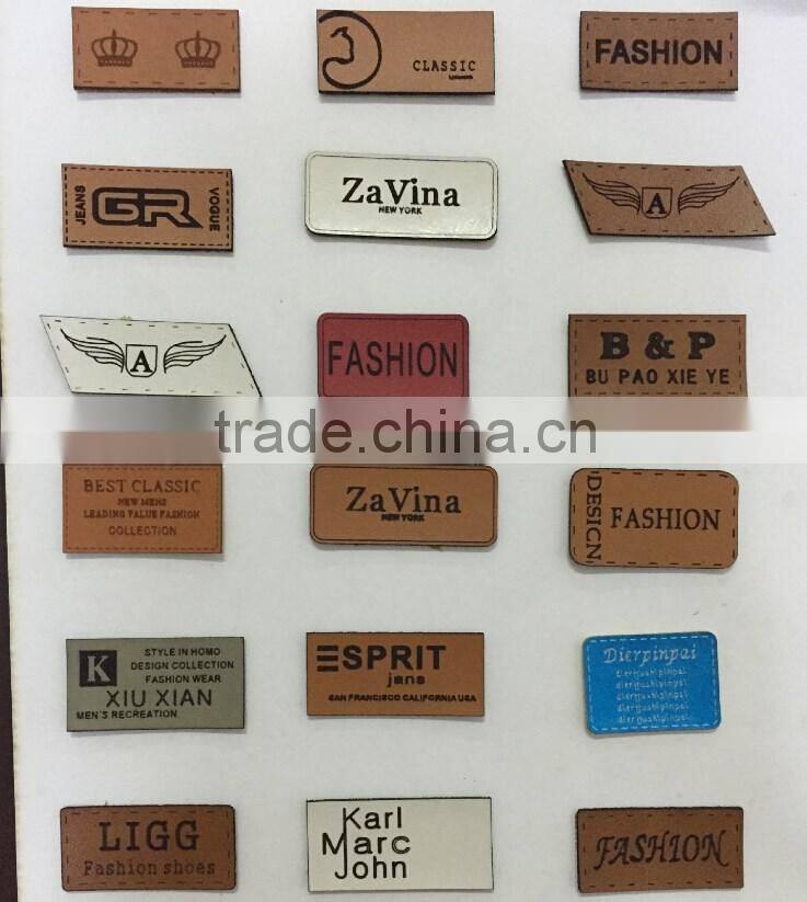 Custom Leather patches with Silver Plating metal for Garment