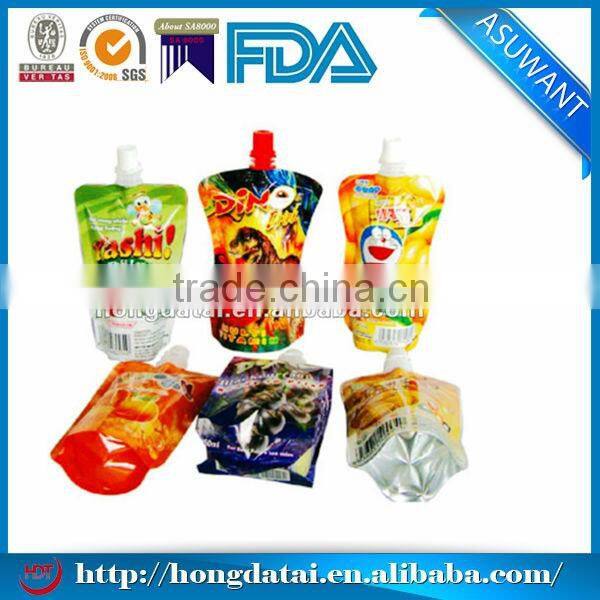 Food grade plastic bag for liquid soap with spout