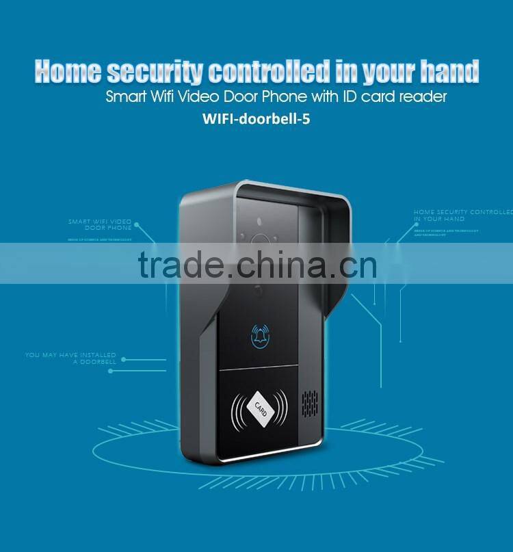 Waterproof WiFi video doorbell for smartphones & tablets,ID card reading function