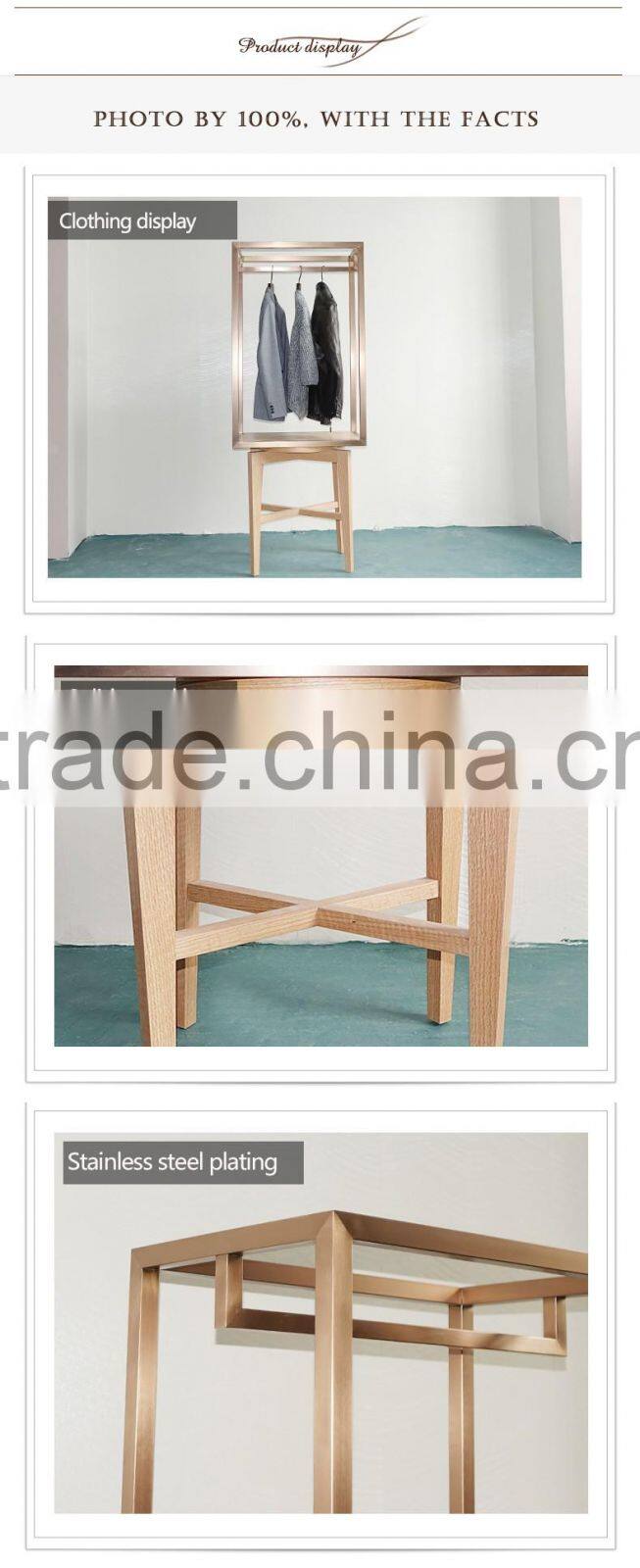 Metal And Solid Wooden Design Fashion Gifts Clothes Display Hanging Rack 65''H