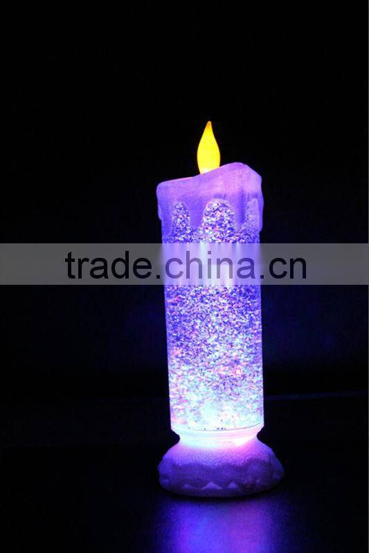 flameless battery operated led glitter candle light christmas light water filled