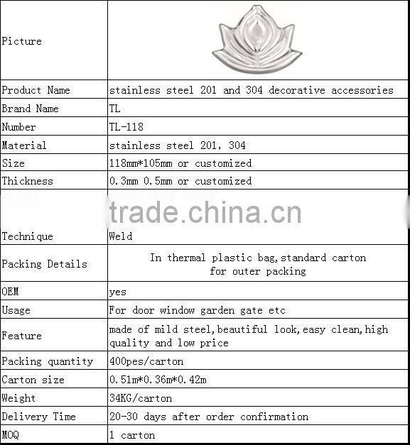stainless steel 201 and 304 decorative accessories flower