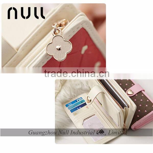 Wholesale cheap women pu leather wallet with cell phone pocket