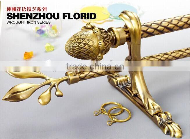 Trade assurance metal curtain rod pole colored glass finials
