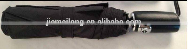 Brand Umbrellas Rain leather Handle 8 Rib high Quantity Black For Men High Quality Three Folding Umbrella