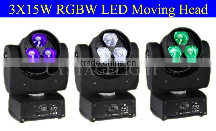 Diamond 3x15W RGBW 4in1 Led Mini Zoom Moving Head Stage Performance Light