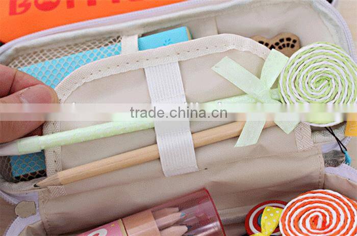 Large canvas wholesale pencil case for kids Baymax pen bag