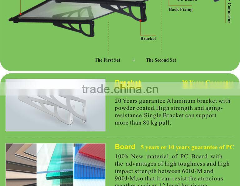 2016 new Euro design outdoor polycarbonate plat iron canopy