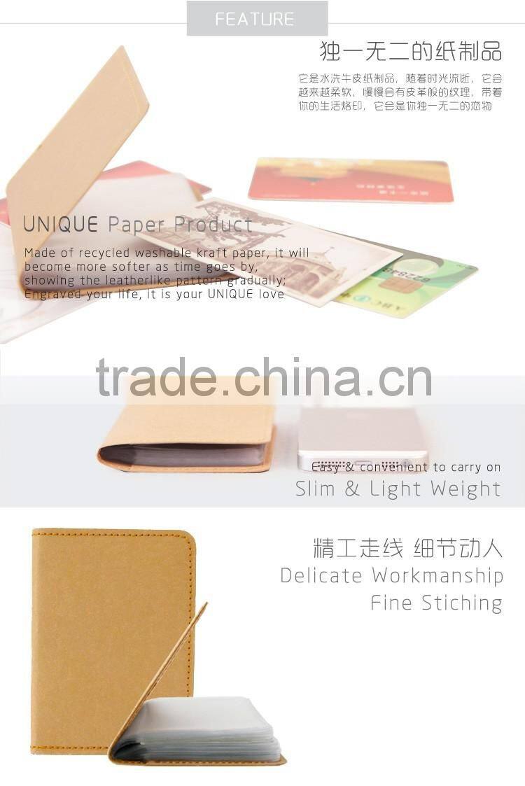Ultra Slim Waterproof Recycle Kraft Paper ID Card Name Card Holder Album Bag