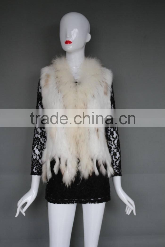 Rabbit Hooded Fur Cape /Shawl with Tassels for ladies