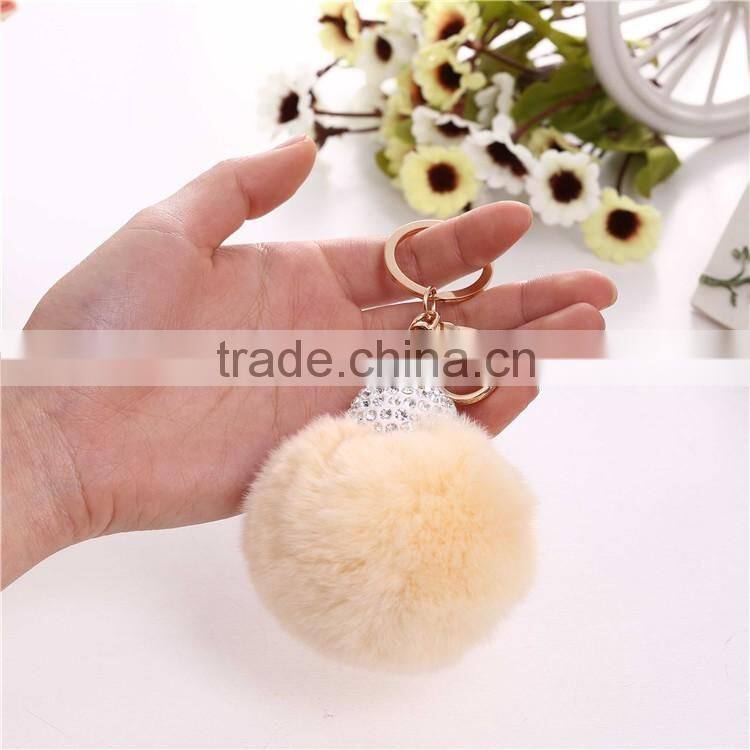 Royal Blue Rabbit Fur Pompom Valentine's Day Gift Keychain