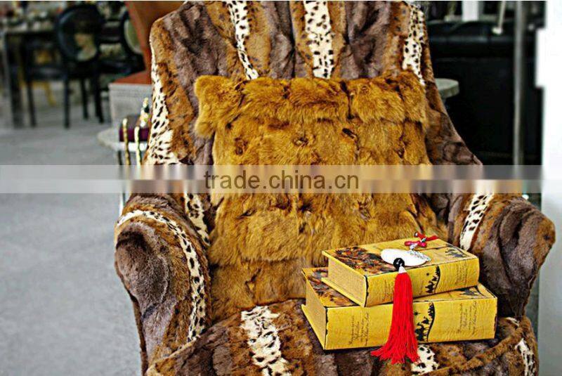 Hot Seling Home Deluxe Fur Cushion Pieced Fox Fur Pillow Case