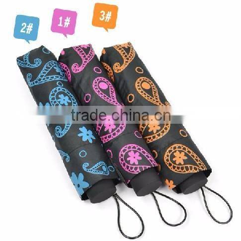 Aluminium shaft 3 folding panels print full color logo umbrellas