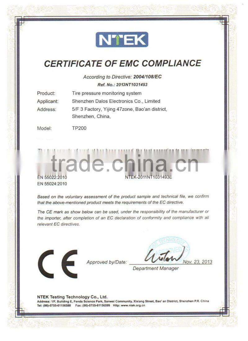 Solar TPMS easy for installation, Bar and Psi pressure unit optional with external sensor Auto Wireless Universal TPMS