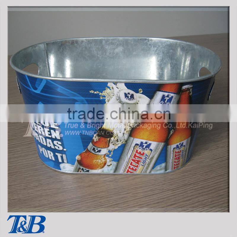 Custom Hotel Galvanized Inner Handles Oval Ice Bucket