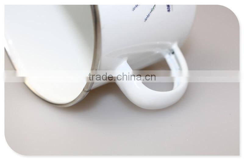 Low MOQ enamel camping mug wholesale , home goods coffee mugs