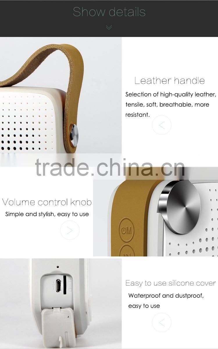 NEW model portable bluetooth speaker 3D Stereo sound with leather handle