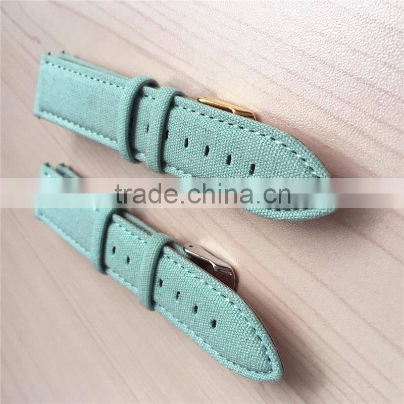 Canvas Cotton Leather Custom 21mm Watch Strap