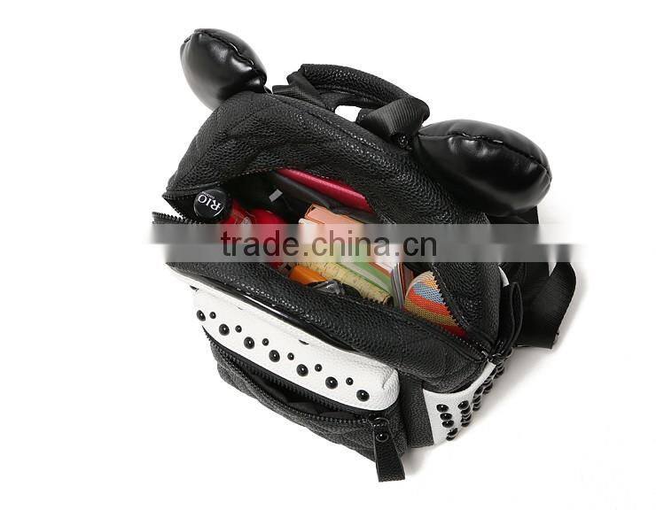 fashion pu backpack handmake panda design day backpack bag for young