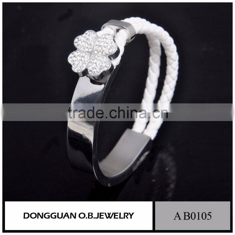 Customized Logo Bio Magnetic Bracelet Genuine Mens Handmade Braided Leather Jewelry Bracelet