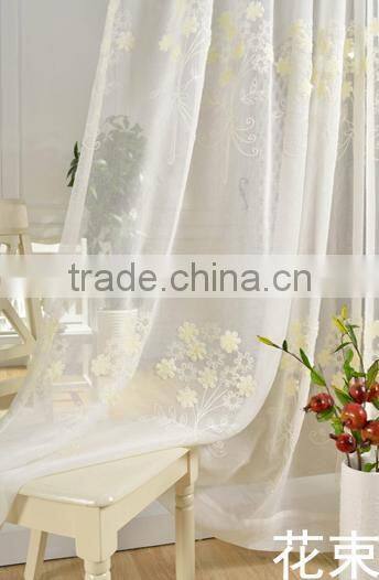 China Wholesale Flower Embroidery Designs White Voile Curtains