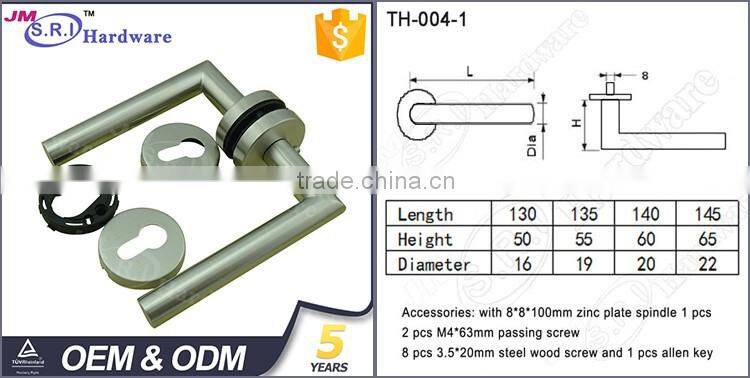 Top sale rubber rose interior 304 stainless steel door handle