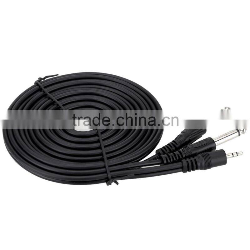 5ft / 1.5m 3.5mm Stereo Male to Dual 6.35mm Mono Male Cable Wire for Computer Mixer Mixing Console