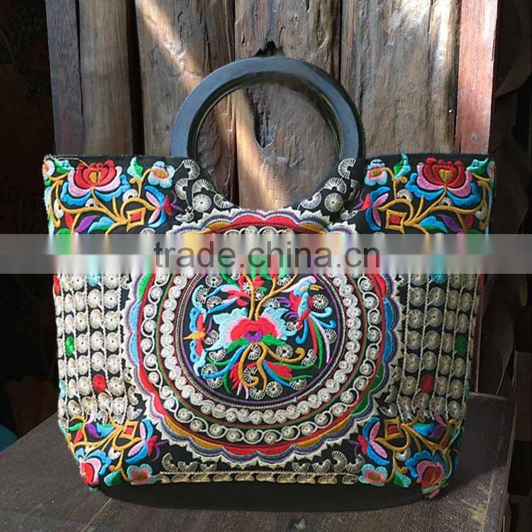 2016 wax fabric lady handbags , tote shouder bags handbag for women